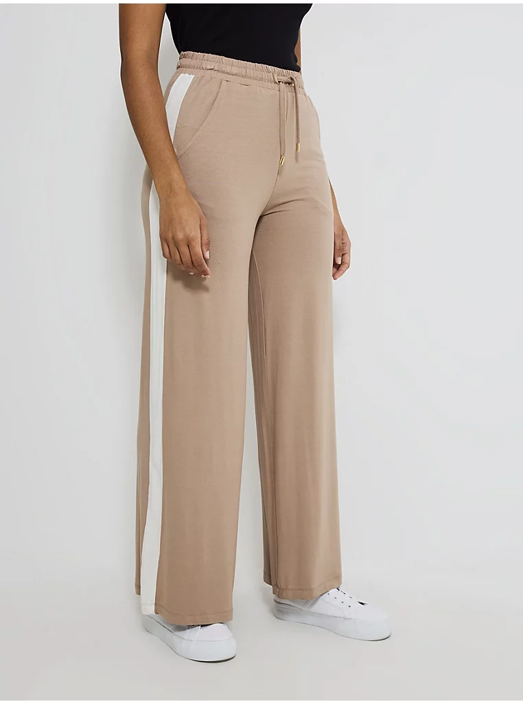 Neutral Side Stripe Wide Leg Joggers - Image 2